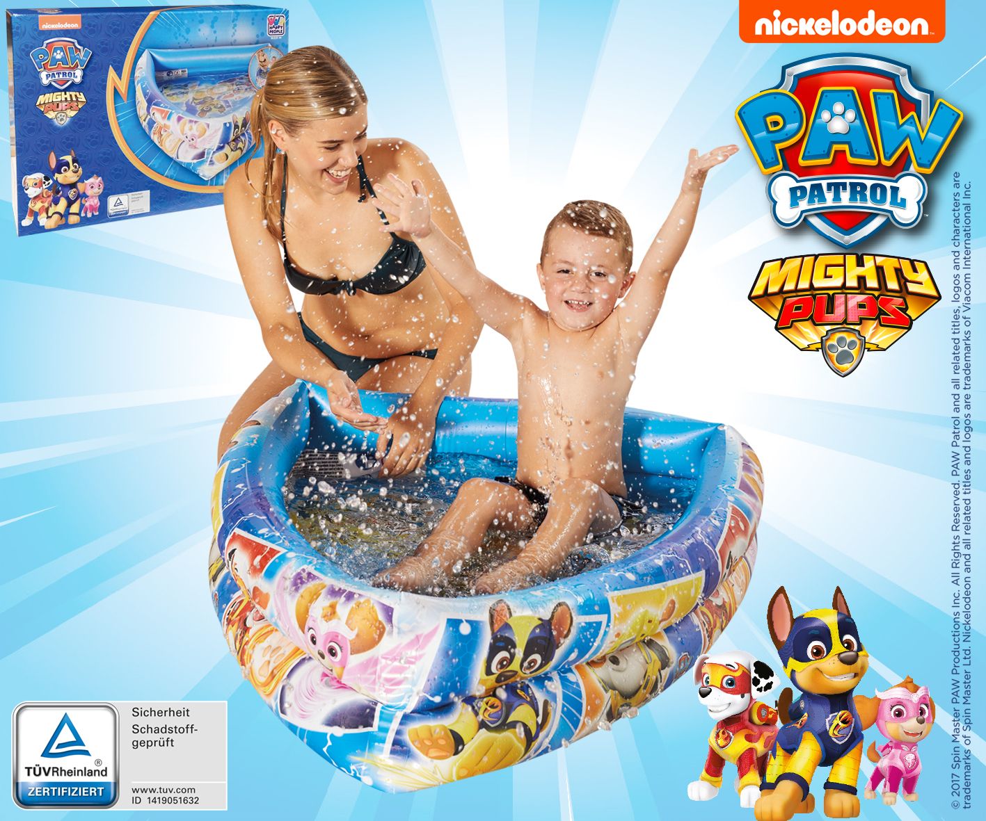 Happy People  Paw Patrol Pool in Bootsform aufgeblasen ca. 120x82x26 cm