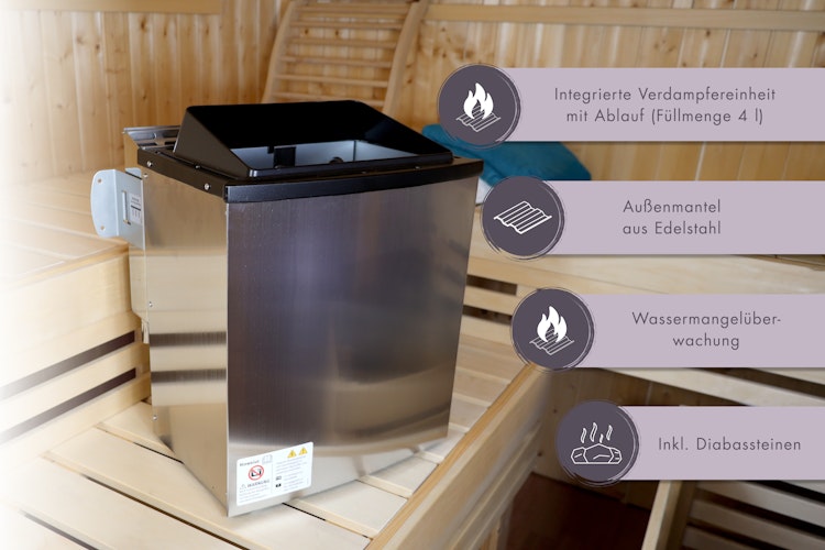 Karibu 9 kW Bio-Kombiofen Saunaofen anthrazit für externe Steuerung