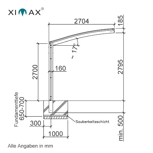 Ximax Carport Portoforte Typ 60 495 x 270 cm Caravan Ausführung