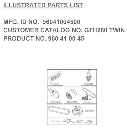 Husqvarna Gartentraktoren 96041004500 GTH260 Twin