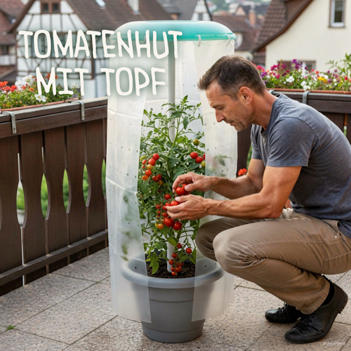 KHW Pflanztopf mit Tomatenhut-Set - Pflanzenschutzdach für Tomaten & Paprika