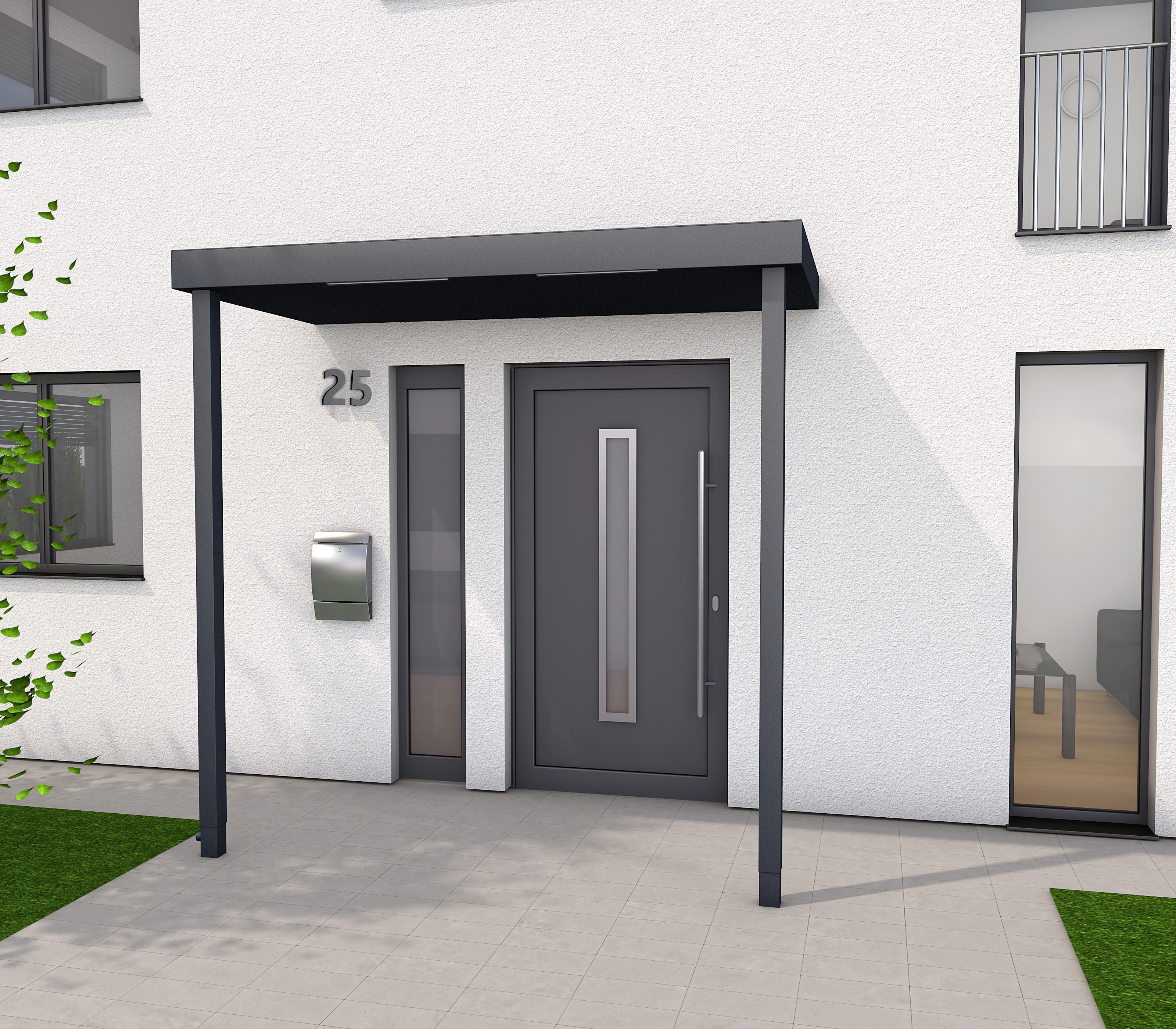 Gutta Rechteckvordach BS Plus XL 250 mit Pfosten (neues Modell)