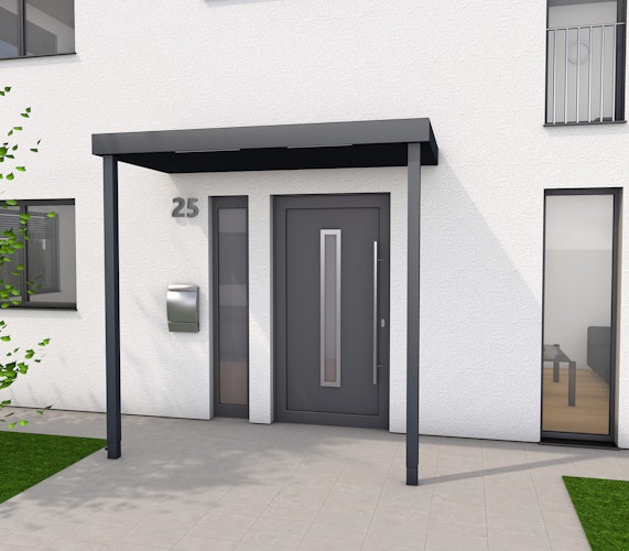 Gutta Rechteckvordach BS Plus XL 160 Sondermaß mit Pfosten (neues Modell)