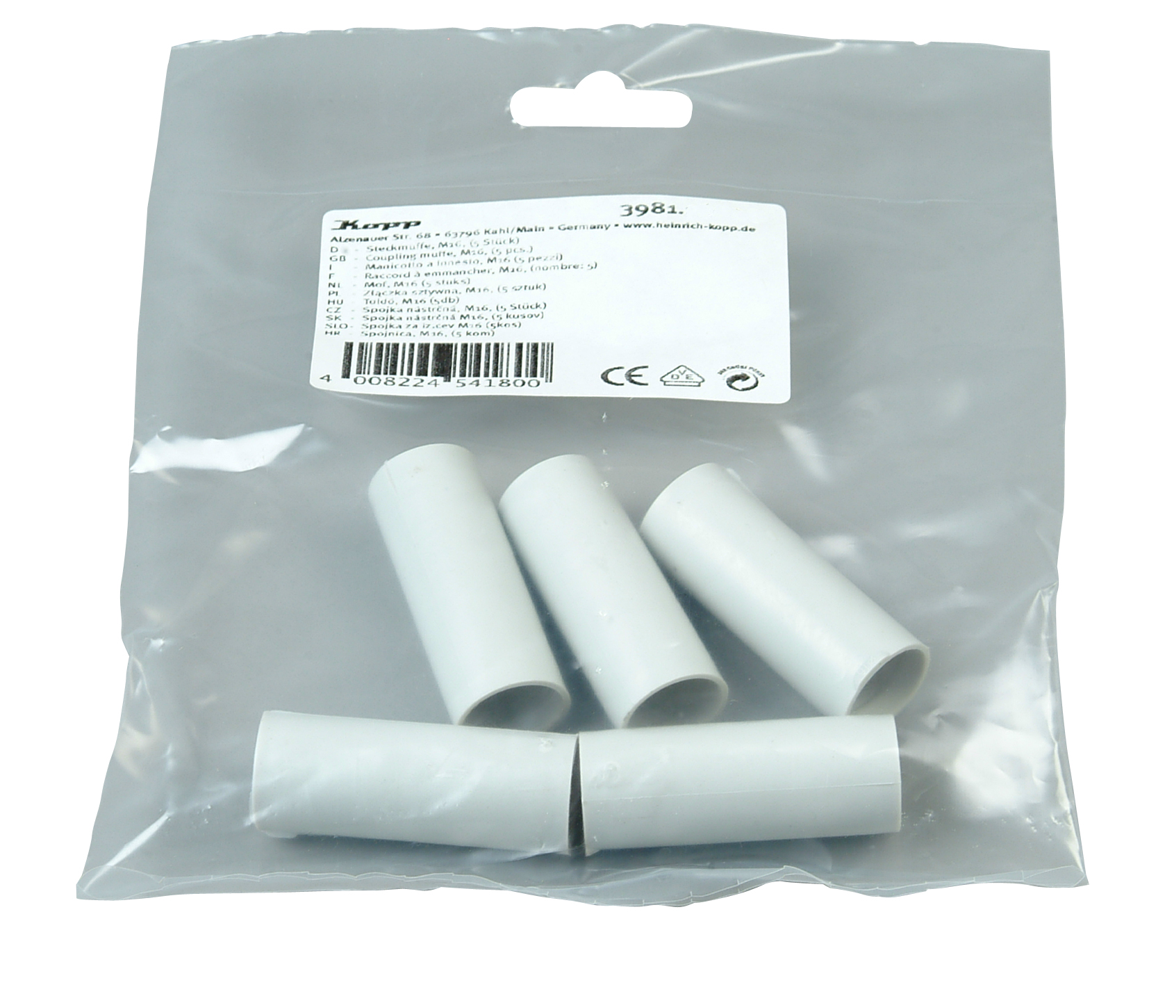 Kopp Steckmuffe für Isolierrohr M20 grau