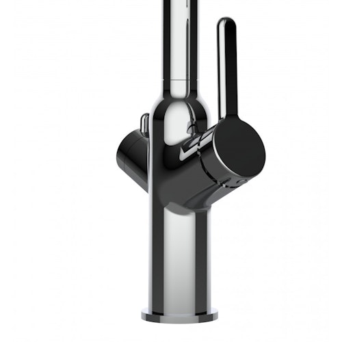 3 Wege Wasserhahn Küchenarmatur, BOD, mit 360° schwenkbarem Auslauf, abnehmbare 2 strahl Handbrause, Verchromt / Hellblau