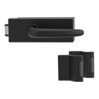 Griffwerk PURISTO S -Graphitschwarz Ganzglastürbeschlagset -3-teiliger Bandsatz -mit Griff DESM ULMER GRIFF -GSC -UV