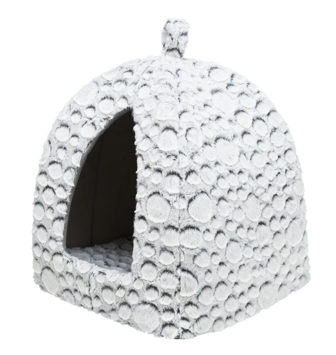 TRIXIE Höhle Mila, Plüsch, 32 × 42 × 32 cm, weiß-grau