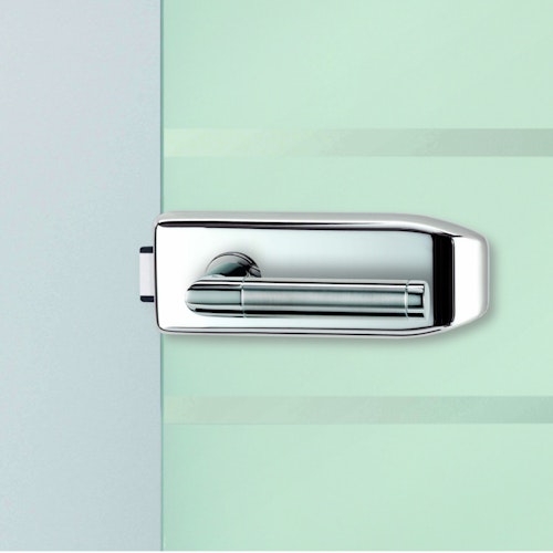 Griffwerk Glasdrehtür LINES FOUR 503 teilmattiert mit 4 Streifen, Grünglas/Weißglas, ESG/VSG, Studio/Office