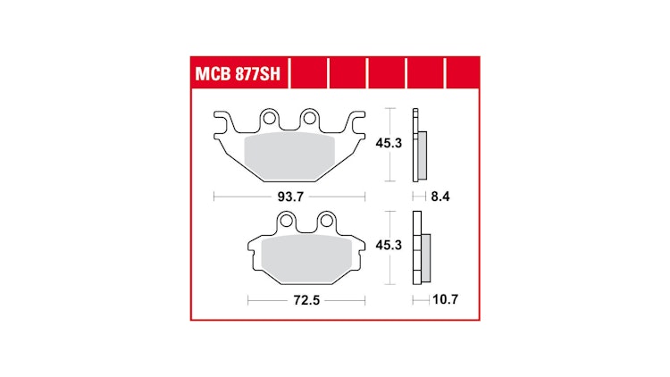 TRW Bremsbelag Typ SH, Sintermetall mit ABE, Bremsbelag "MCB 877"