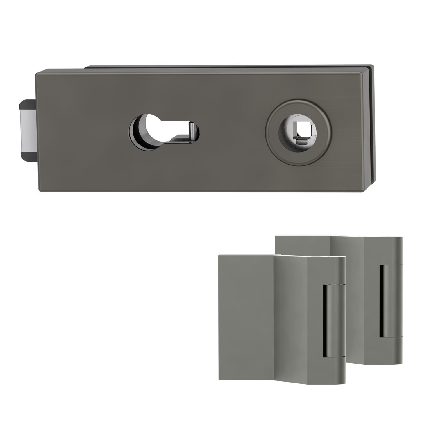 Griffwerk PURISTO S -Kaschmirgrau Ganzglastürbeschlagset -3-teiliger Bandsatz -ohne Griff -PZ