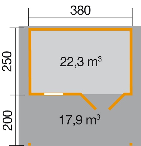 Weka 28 mm Gartenhaus 111 A mit Vordach (200 cm)