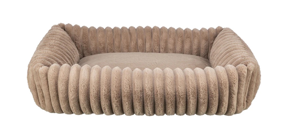 TRIXIE Bett Lonni, Cordplüsch, eckig, 65 × 50 cm, hellbraun