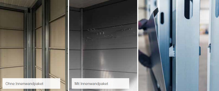 Telluria Metallgerätehaus Classico 3030 mit Lounge Anbau XL (ca. 450 cm Breite)