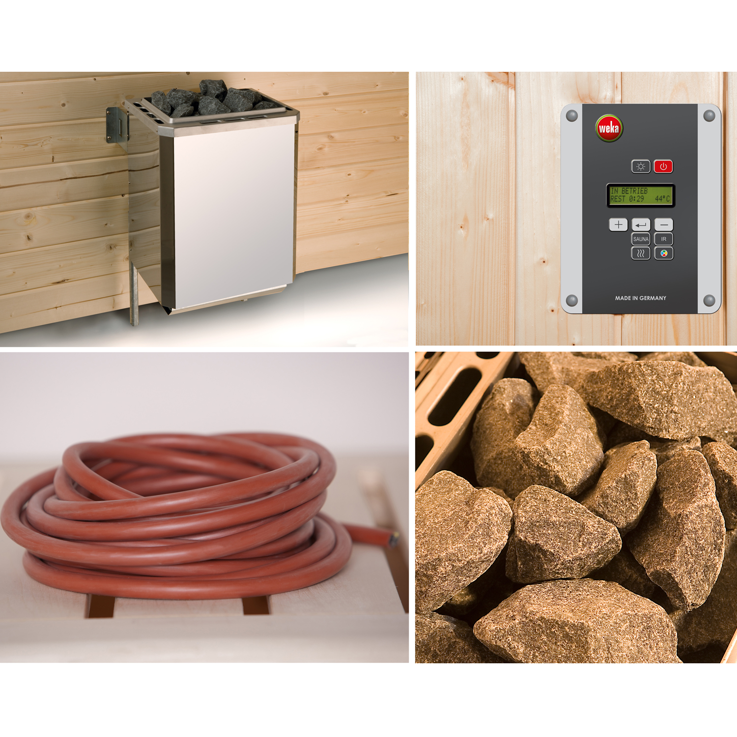 Weka Saunaofen-Set 6 inkl. 4,5 kW BioAktiv Ofen mit Dampfbad-Funktion, Saunasteine, Steuergerät
