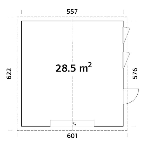 Palmako Nordic+ Gartenhaus/Garage Andre mit Sektionaltor - 28,5 m² - 160 mm