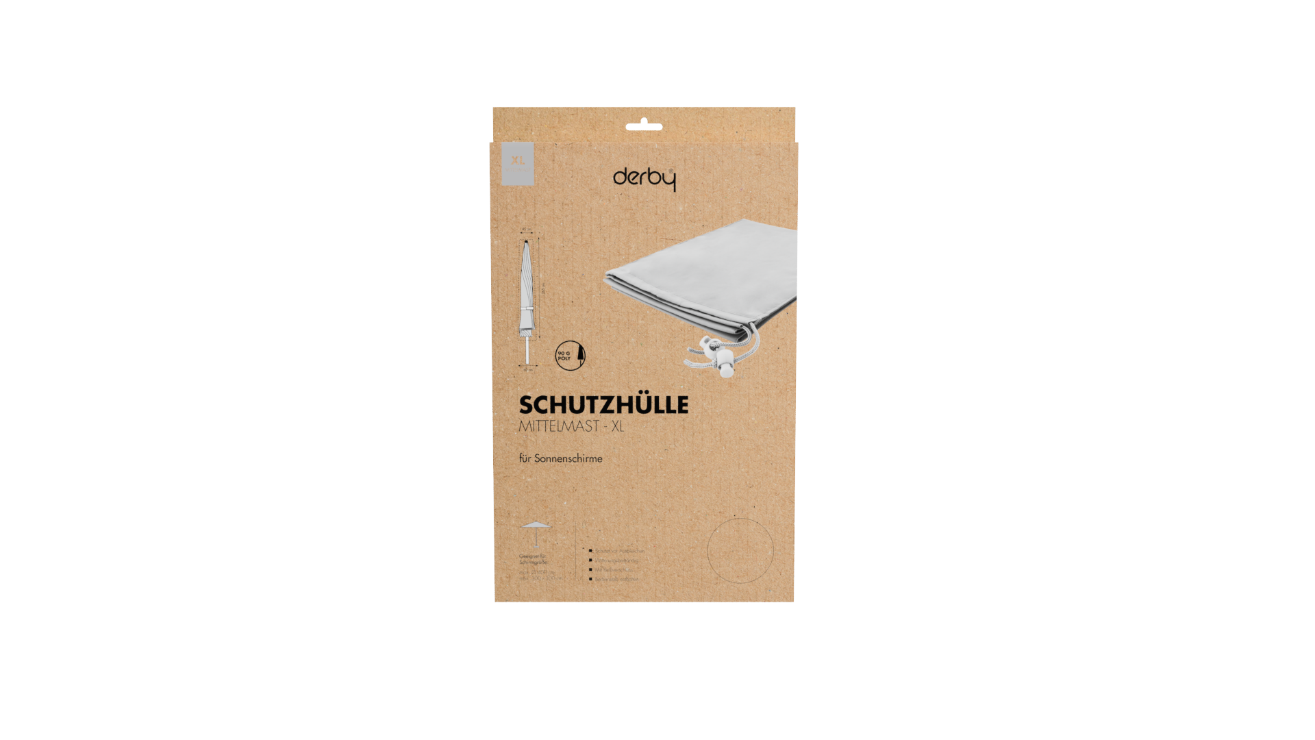 Derby Schutzhülle Mittelmast XL, 100 % Polyester 90 g/m² Hellgrau
