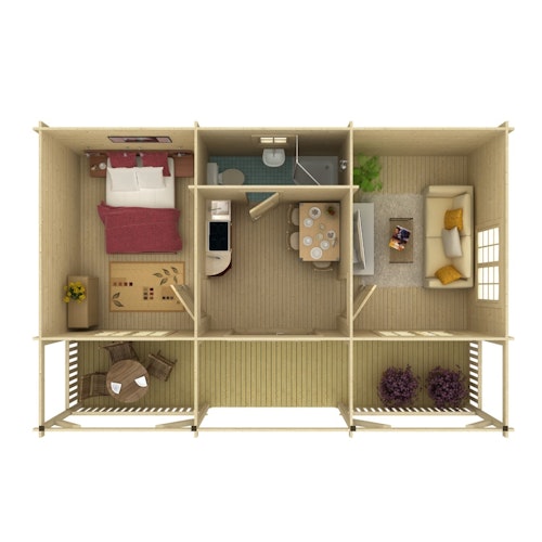 Palmako Ferienhaus Sandra 25,6 + 11,1 m² - 44 mm