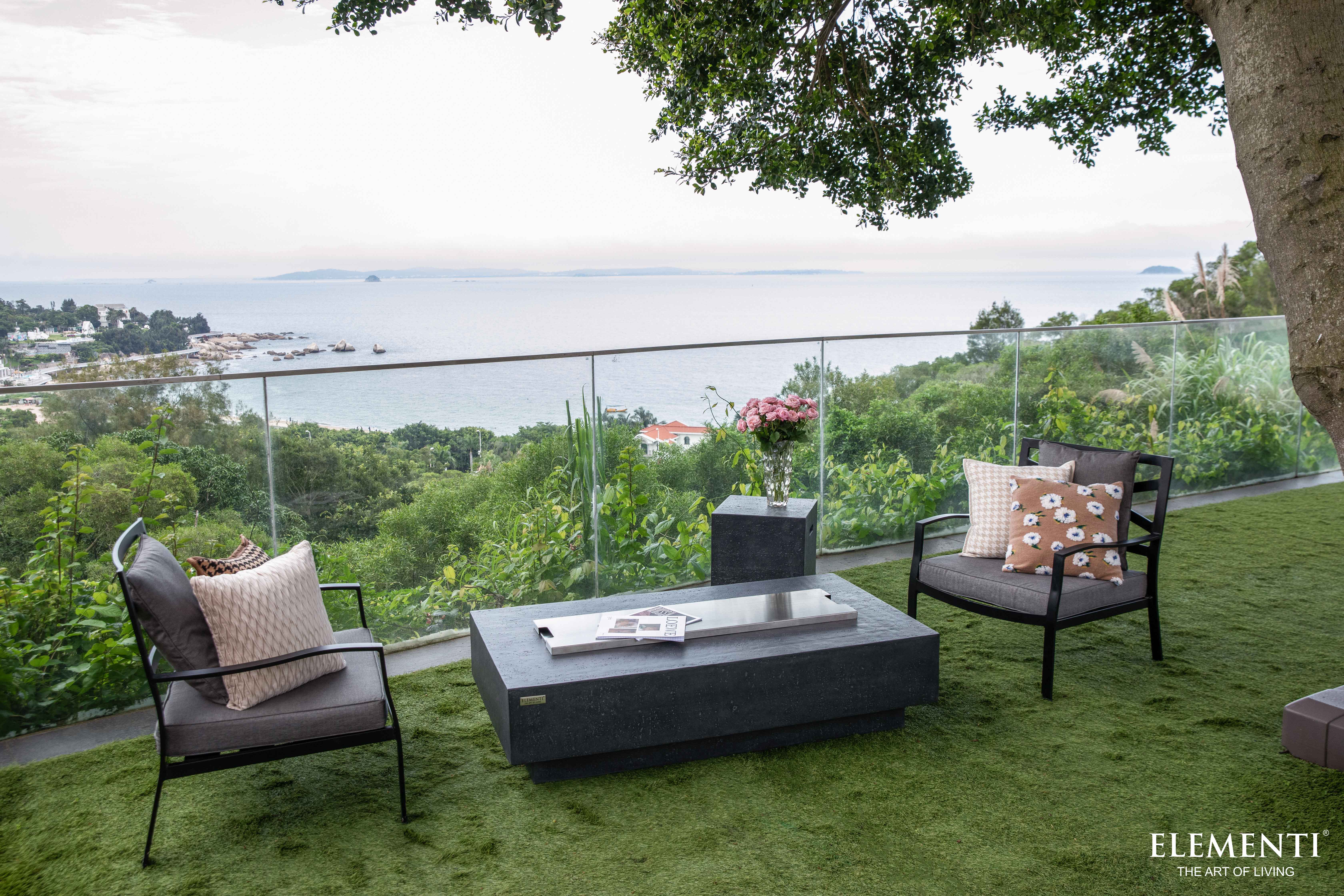 Gardenforma Gas Feuerstelle Vancouver in Beton-Optik dunkelgrau