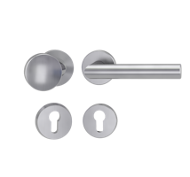 Griffwerk LUCIA PROFESSIONAL Schraubtechnik -Edelstahl matt Schutzrosettengarnitur -Knopf R1 -PZ -Kombi-Innenrosettensatz rund