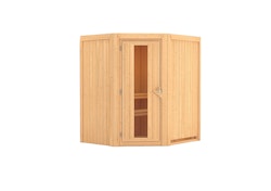 Karibu Sauna Tonja - 68 mm Systemsauna - 230 Volt Plug & Play-Ohne Ofen-Ohne Dachkranz- Energiesparende Saunatür inkl. 10-teiligem gratis Saunaset im Wert von 232,94 €