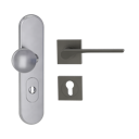 Vorschaubild Griffwerk TITANO Kombi SB_882 ES1 (S2) -Edelstahl matt Kombi-Schutzbeschlag -Knopf/Drücker -mit Griff DESM LEAF LIGHT -KGR -eckig -R -ZA, 72mm -TS 38-50