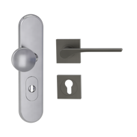 Griffwerk TITANO Kombi SB_882 ES1 (S2) -Edelstahl matt Kombi-Schutzbeschlag -Knopf/Drücker -mit Griff DESM LEAF LIGHT -KGR -eckig -R -ZA, 72mm -TS 38-50