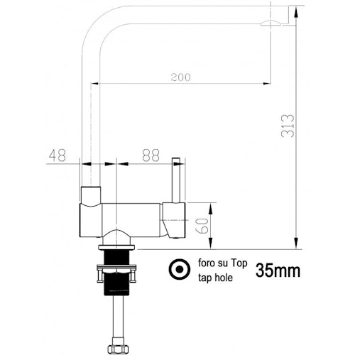 NIEDERDRUCK Wasserhahn Vorfenster Küchenarmatur, Umklappbar 6 CM, mit 360° schwenkbarem L-Auslauf, Verchromt / Taubengrau