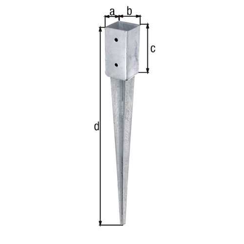 Alberts® Einschlaghülse 750mm für verschiedene Pfostenstärken