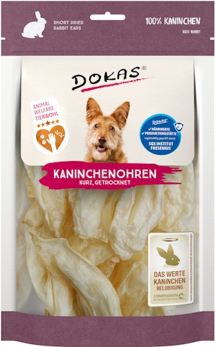 DOKAS Kaninchenohren ohne Fell getrocknet Hundesnack
