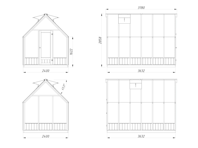 Palmako Gewächshaus / Pavillon / Glashaus Emilia 8,2  m² - 18 mm