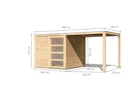 Karibu Gartenhaus Qubic 1 mit Schiebetür und 240 cm Anbaudach - 19 mm