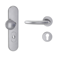 Griffwerk TITANO Kombi SB_882 ES1 (S2) -Edelstahl matt Kombi-Schutzbeschlag -Knopf/Drücker -mit Griff DESM ULMER GRIFF Klippt.-EM-rund -L-ZA,72mm-38-50