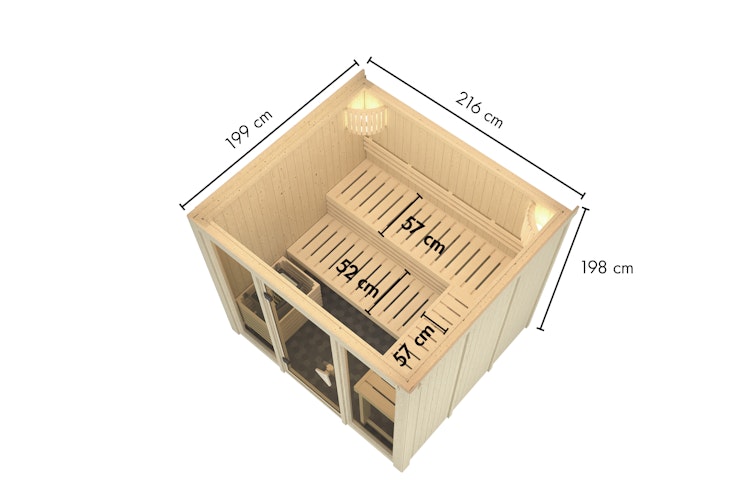 Karibu Sauna Avari 4 Superior mit Fronteinstieg 68 mm