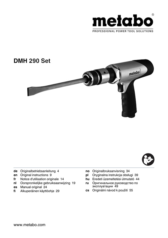Bedienungsanleitung fÃ¼r Metabo Druckluft-MeiÃelhammer DMH 290 Set