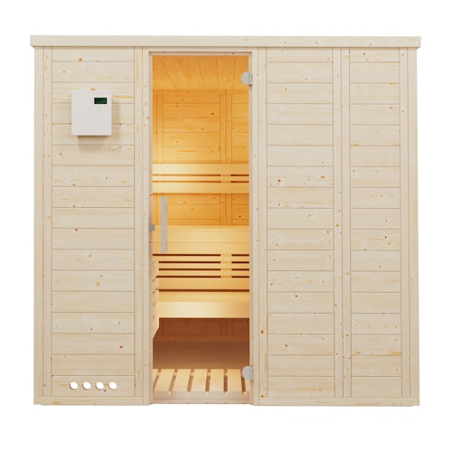 Infraworld Sauna Urban - 40 mm Massivholzsauna inkl. 5-teiligem gratis Zubehörset