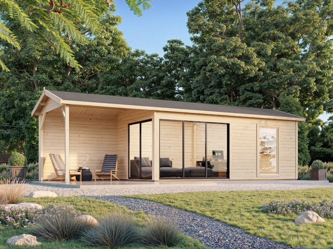 Palmako Gartenhaus Amanda 17,1 +7,8 m² Slide Plus- 44 mm