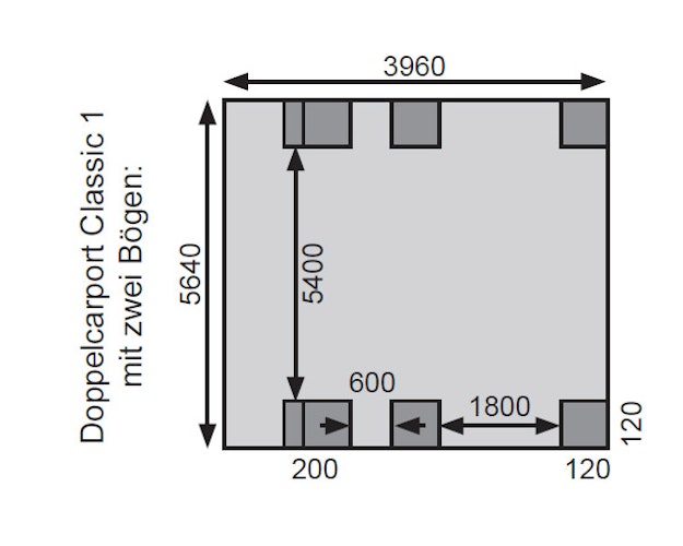 Karibu Carport Doppelcarport Classic Doppel 1 - kesseldruckimprägniert