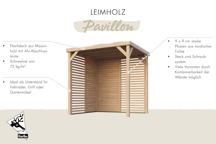 Karibu Pavillon Cubeco mit Flachdach
