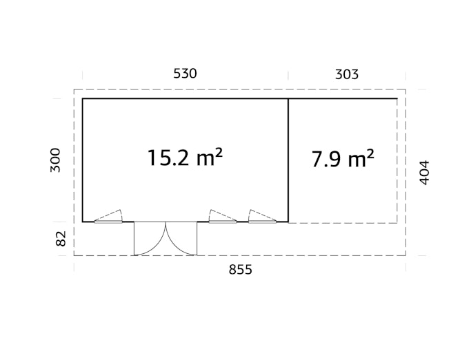 Palmako Gartenhaus Aurelia 15,2+7,9 m² - 44 mm