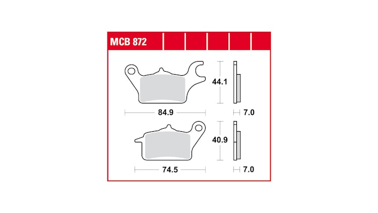TRW Bremsbelag Typ Organisch Standard mit ABE, Bremsbelag "MCB 872"