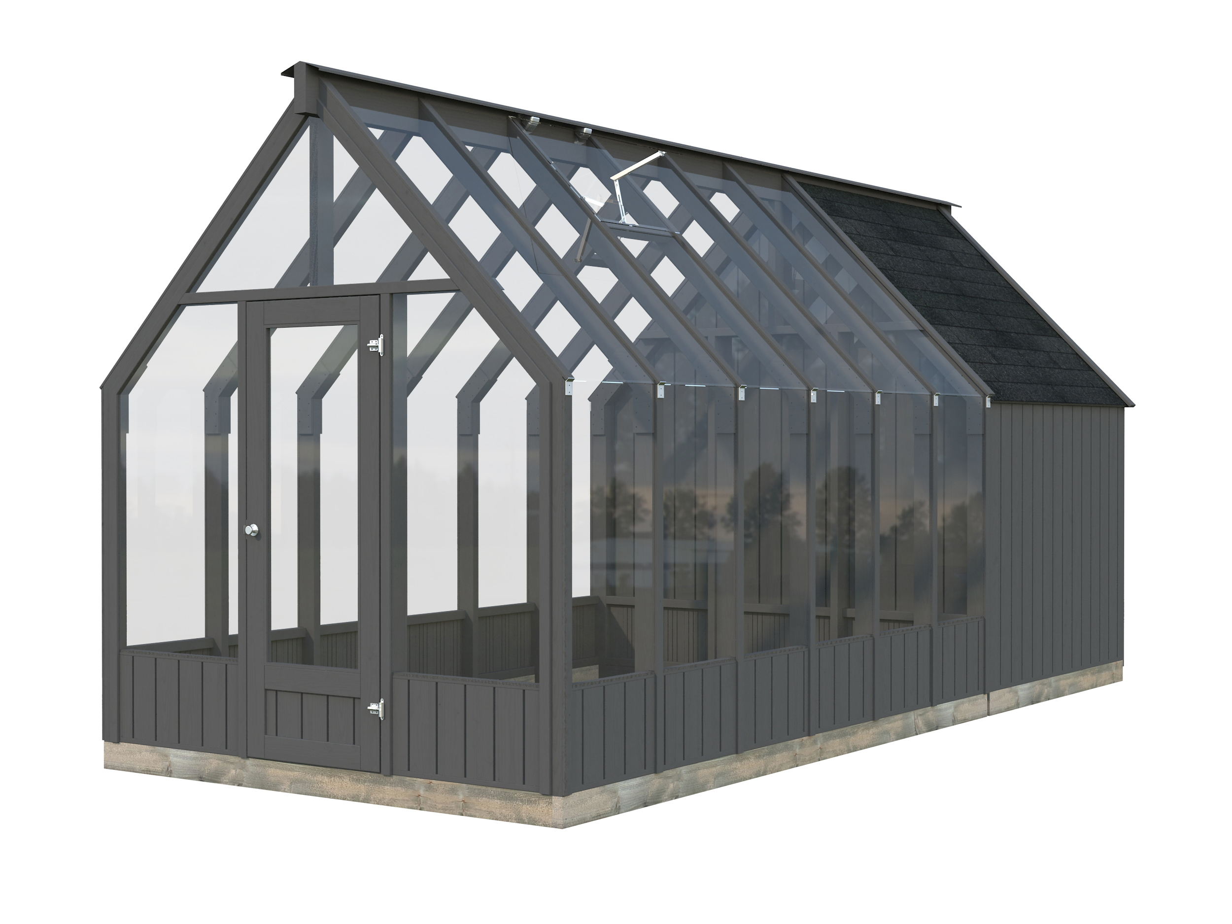 Palmako Glas- & Gerätehaus Emilia 8,2 + 4,0 m² - 18 mm dunkelgrau lackiert