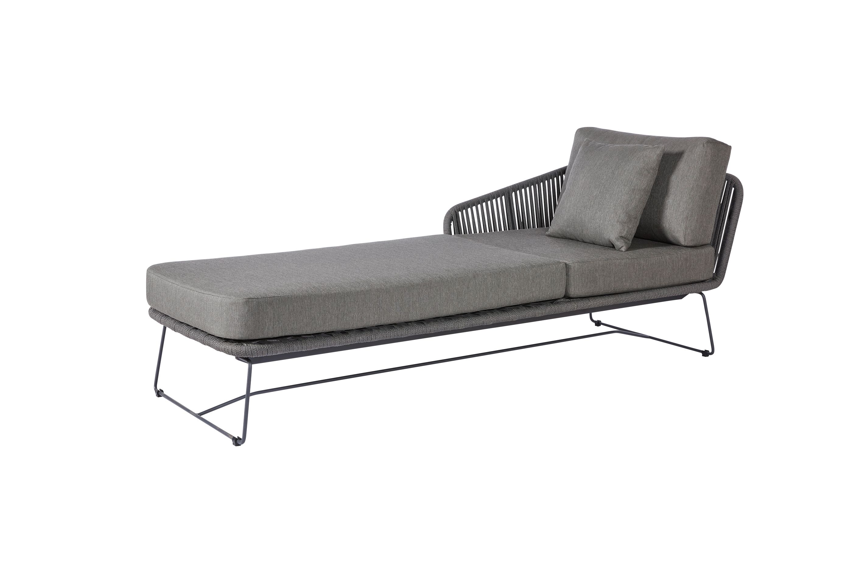 Diamond Garden Daybed MILOS links, Edelstahl Dunkelgrau / Rope / Sunproof (100 % Polypropylen)