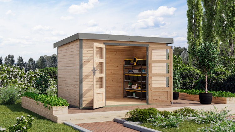 Karibu Metall-Holzgartenhaus Hybridhaus Jupiter A/B/C/D - 19 mm/0,5 mm