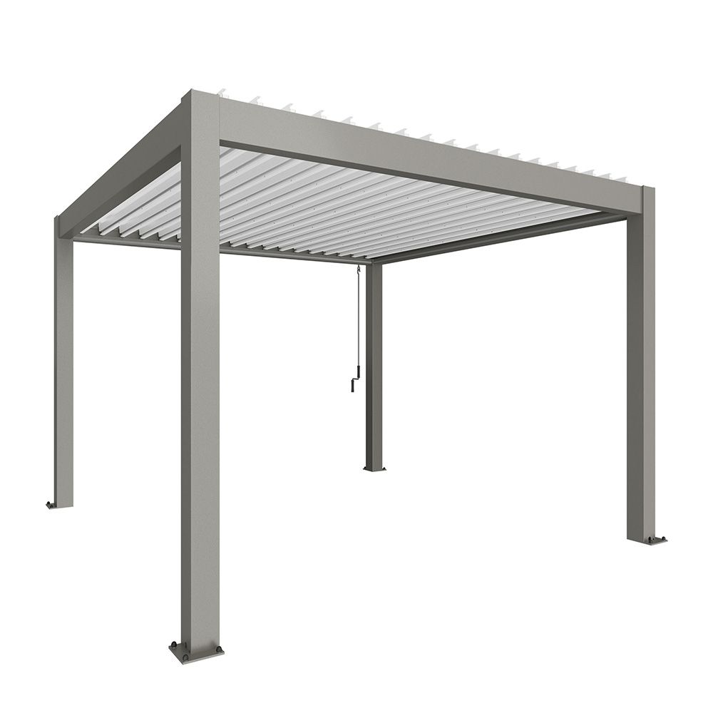 Biohort Pergola B 367,5 x T 367,5 x H 255 cm (Gr. 3,5x3,5) Rahmen: quarzgrau-metallic / Dachlamellen: weiß