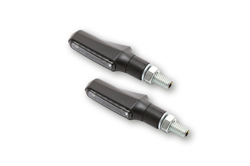 HIGHSIDER smart Shorty-Fin LED 3in1 Blinker-Rücklicht-Kombination Gehäuse Schwarz / Linse Rauchgrau (Paar), Hinten