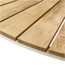 Cinas Balkon-Set ELLEN, Kaffeetisch Ø 80 cm + 2 Sessel, Aluminium Weiß / Teak