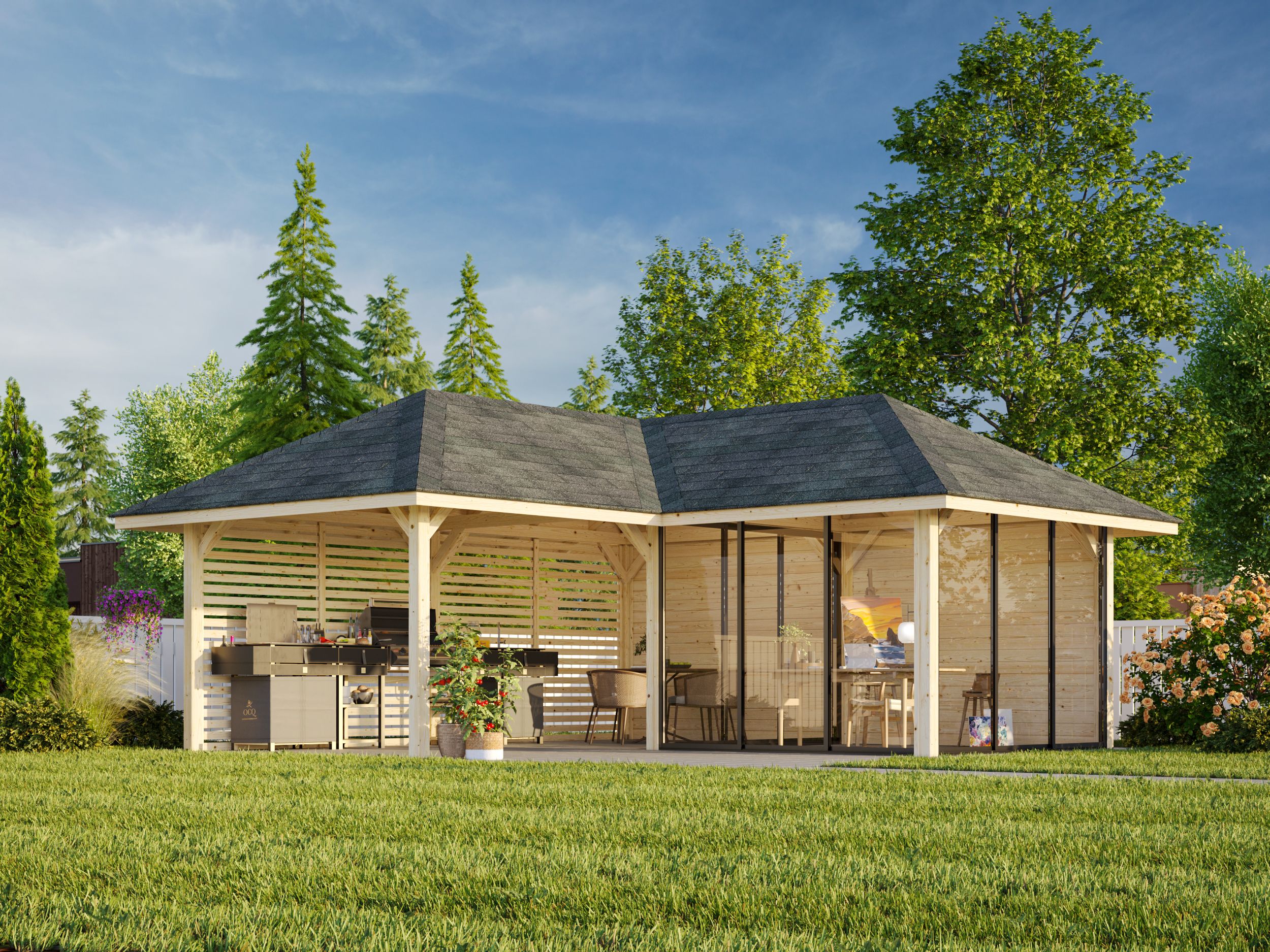 Palmako Pavillon Bianca 24,9 m² Set 211 Slide - 28 mm