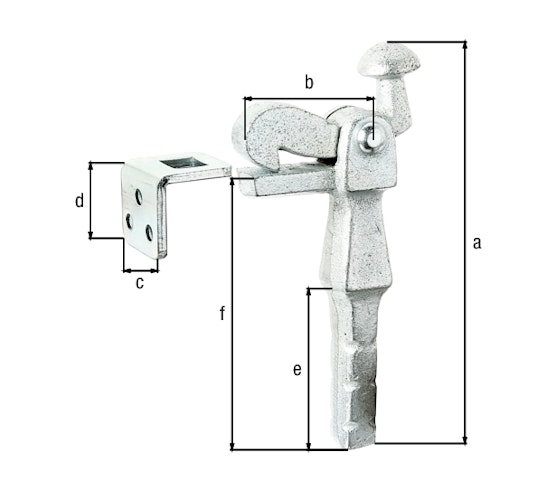 Alberts® Torfeststeller f.d.Befest.i.Boden,Grauguss,galv.blau verz.z.Einbetonieren,H168mm 
