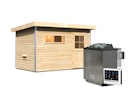 Vorschaubild Karibu Gartensauna Pultdach Saunahaus Skrollan 1 mit Vorraum naturbelassen inkl. gratis 9 kW Bio-Saunaofen im Wert von 879,99 €