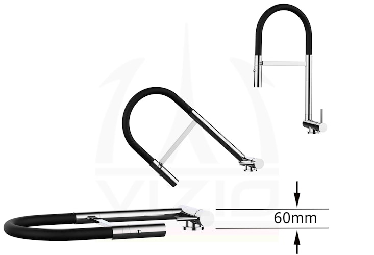 Wasserhahn Vorfenster Küchenarmatur, Umklappbar 6 CM, mit 360° schwenkbarem Auslauf, abnehmbare 2 strahl Handbrause, Verchromt